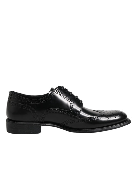 Zapatos de vestir Derby Wingtip de piel negra