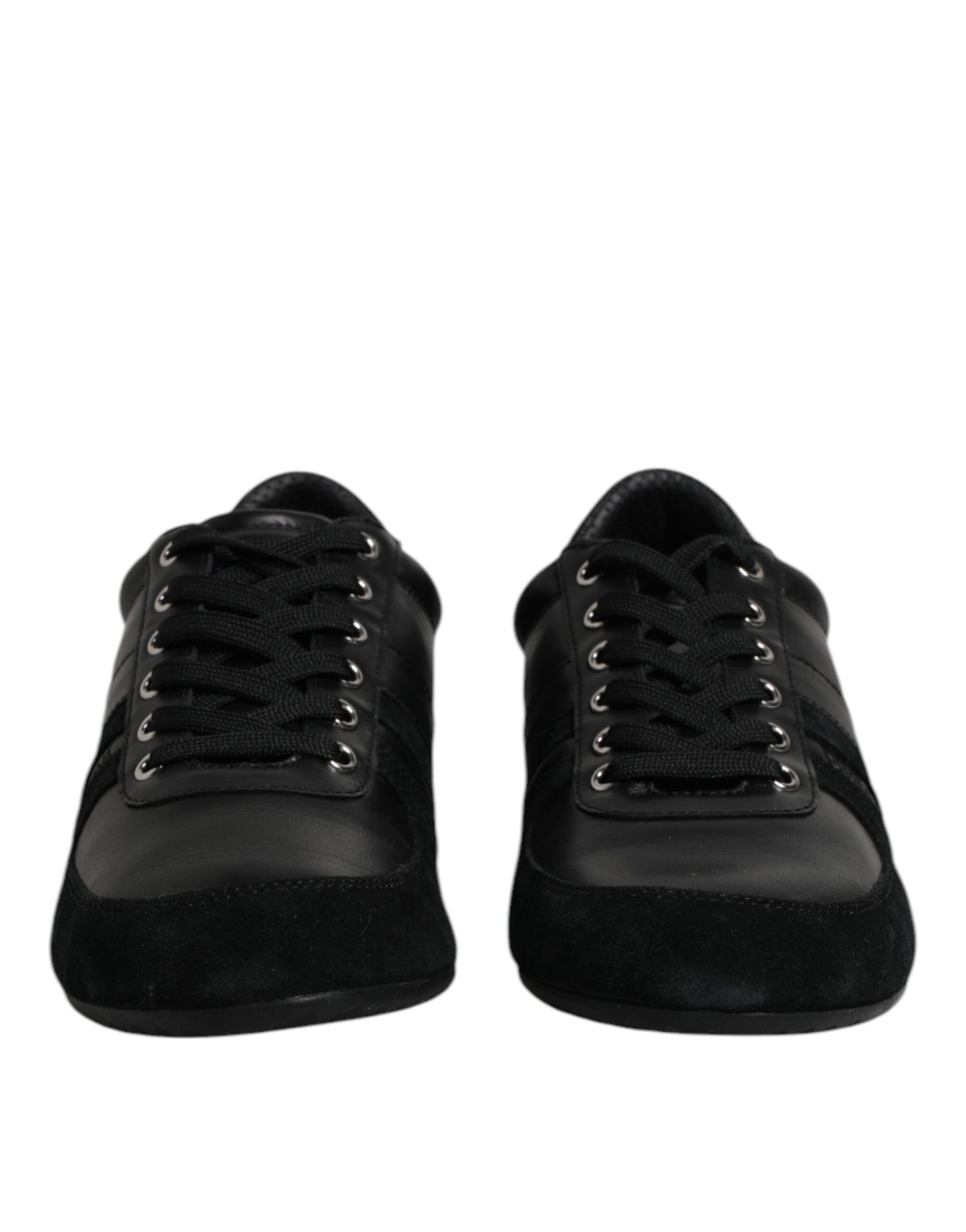 Black Suede Leather Low Top Sneakers Shoes