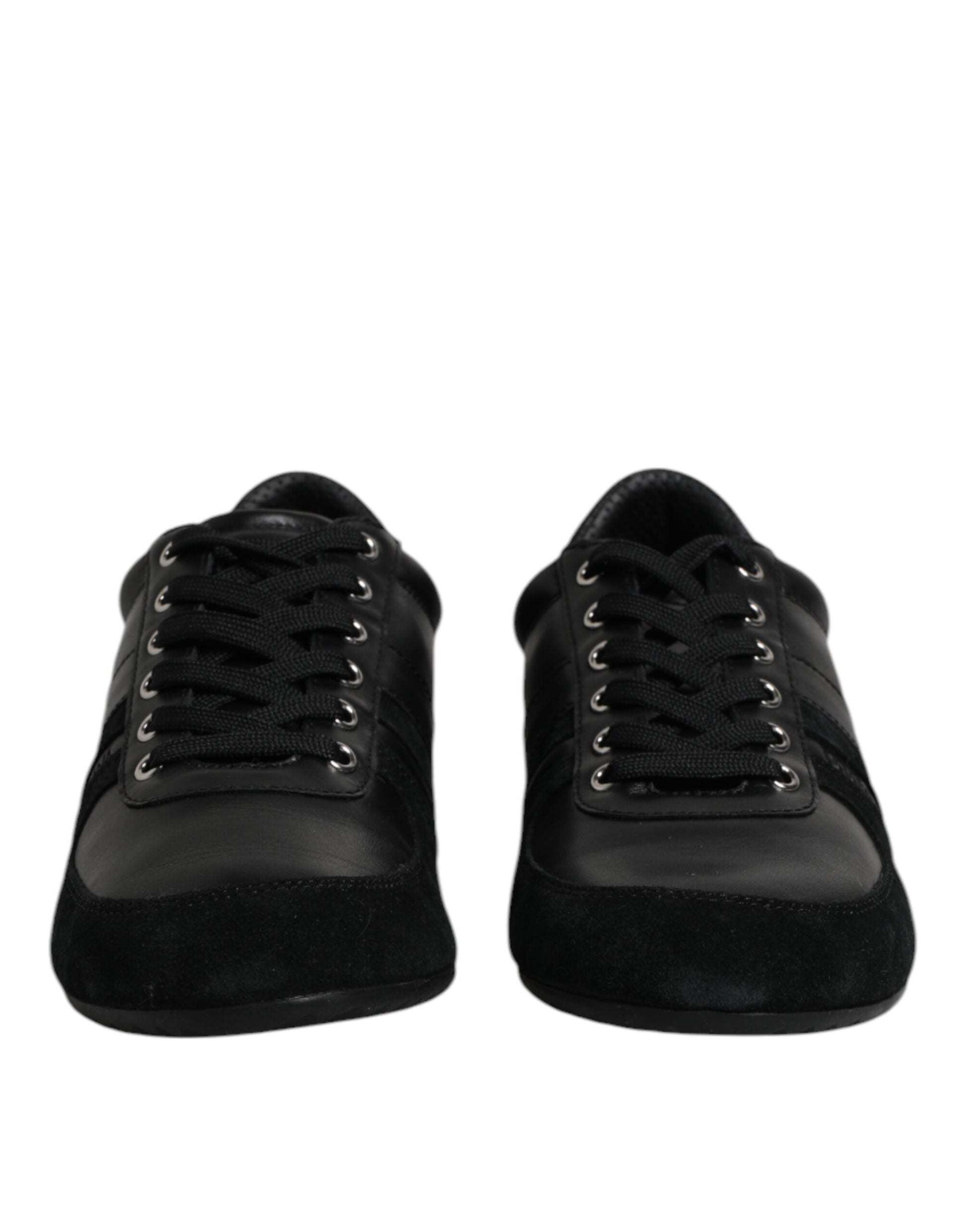 Black Suede Leather Low Top Sneakers Shoes