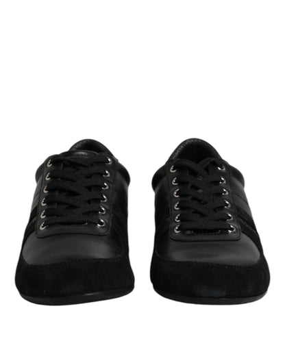 Black Suede Leather Low Top Sneakers Shoes