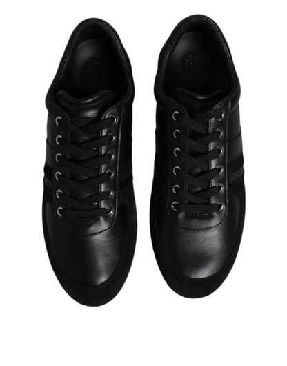 Black Suede Leather Low Top Sneakers Shoes