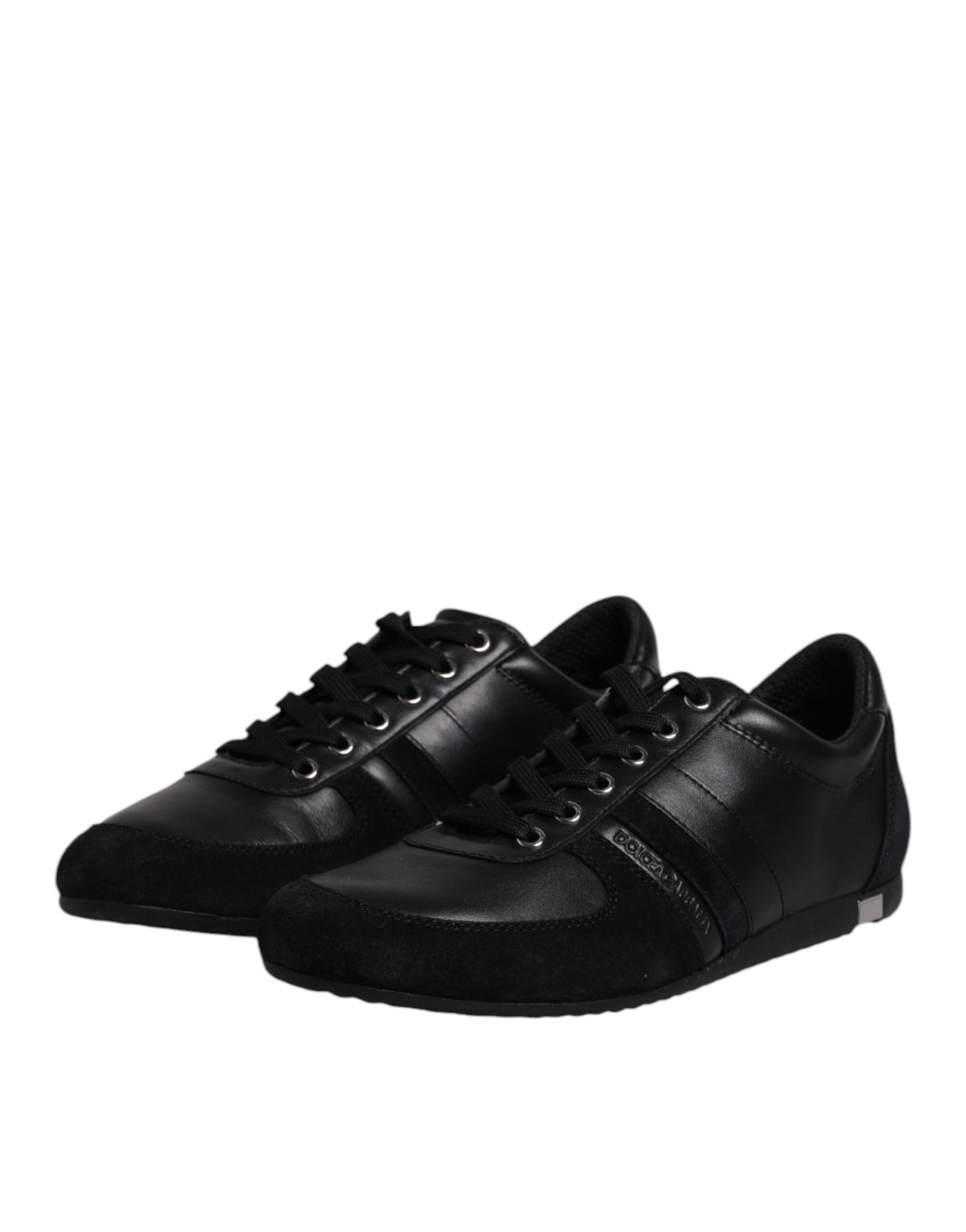 Black Suede Leather Low Top Sneakers Shoes