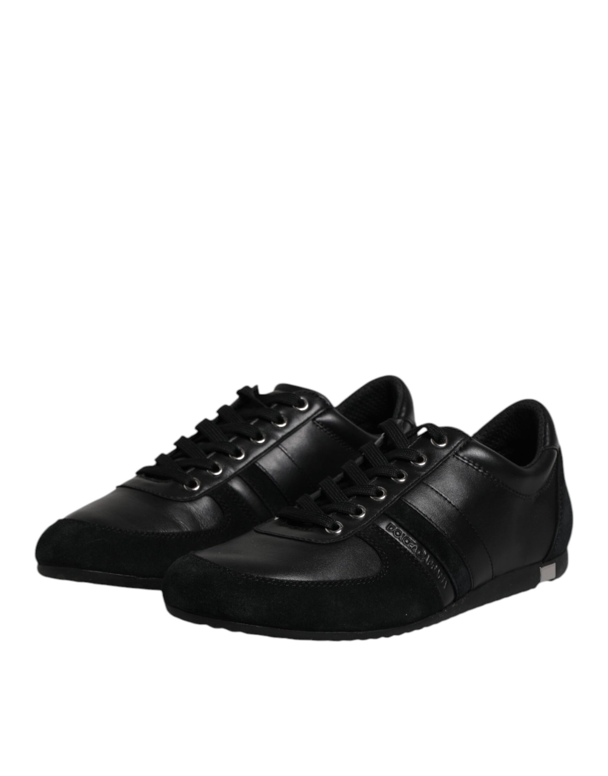 Black Suede Leather Low Top Sneakers Shoes