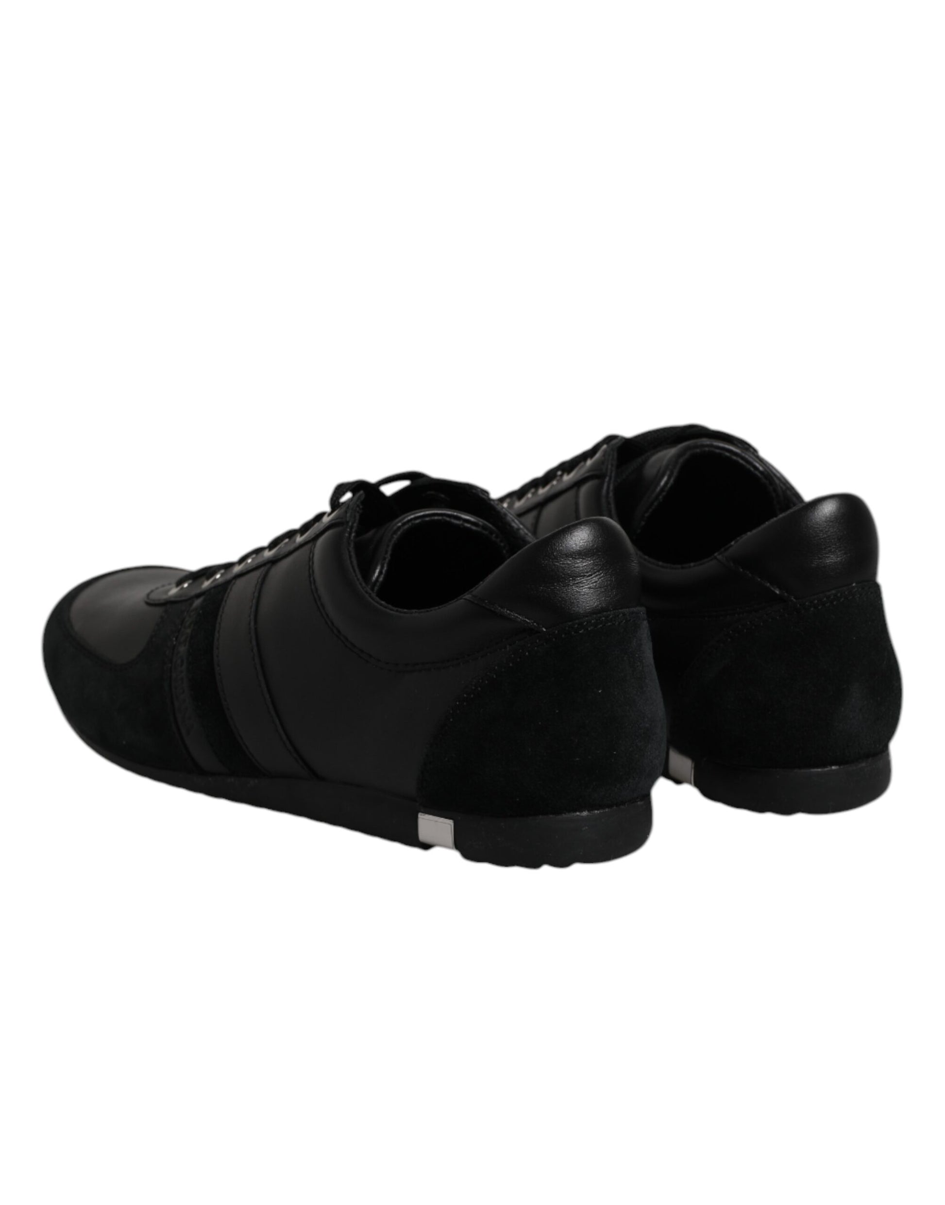Black Suede Leather Low Top Sneakers Shoes