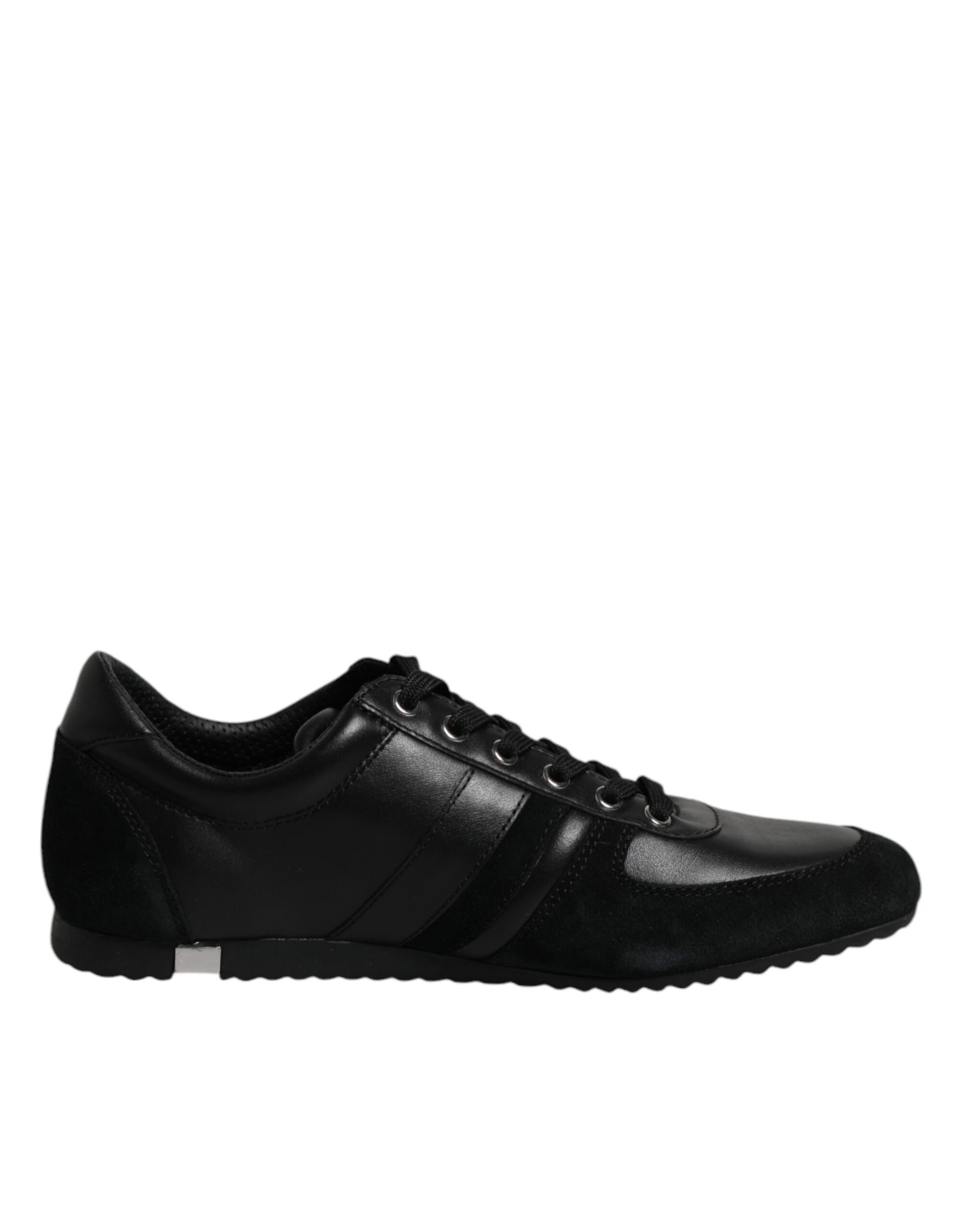 Black Suede Leather Low Top Sneakers Shoes