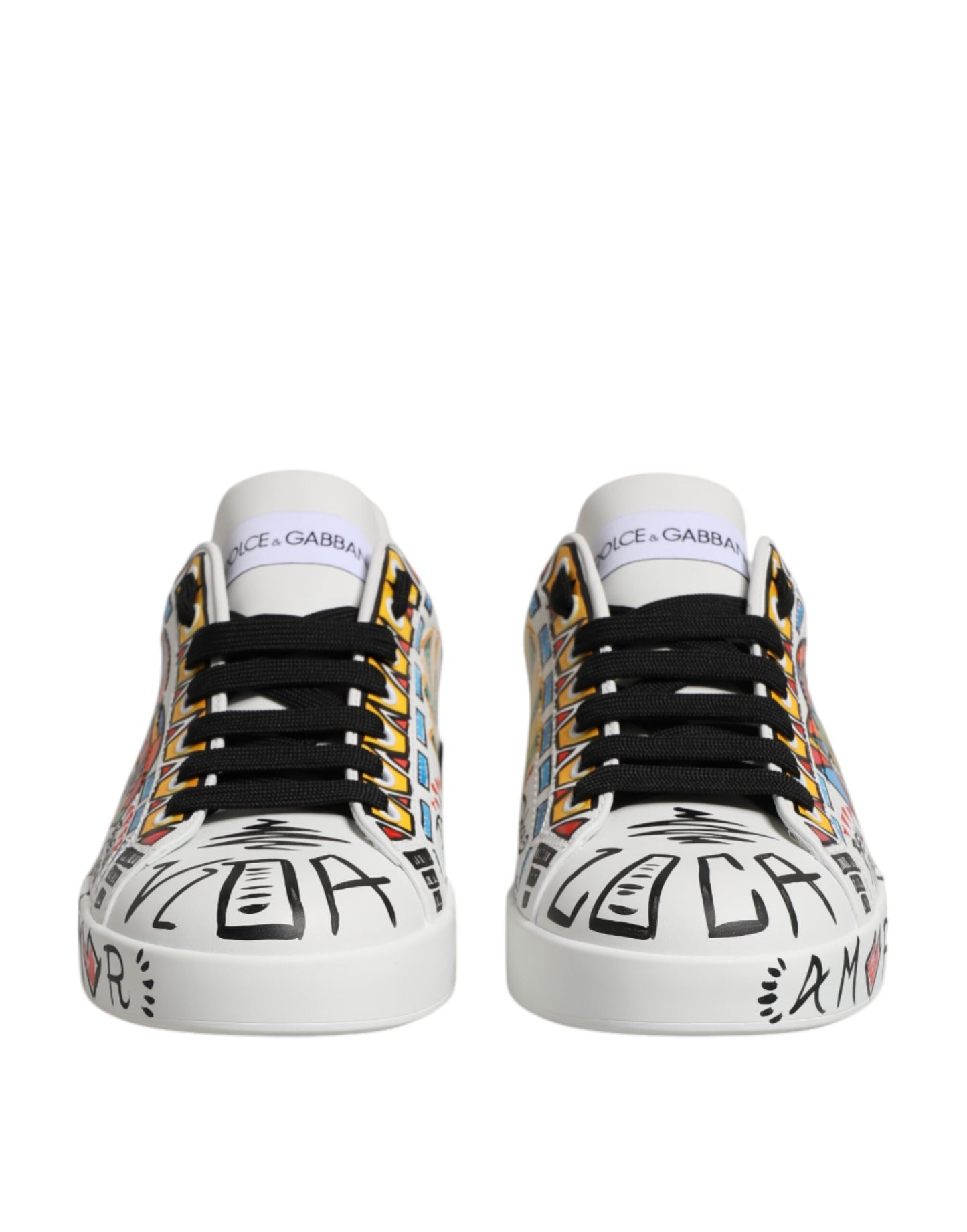 White Graffiti Leather Low Top Sneakers Shoes
