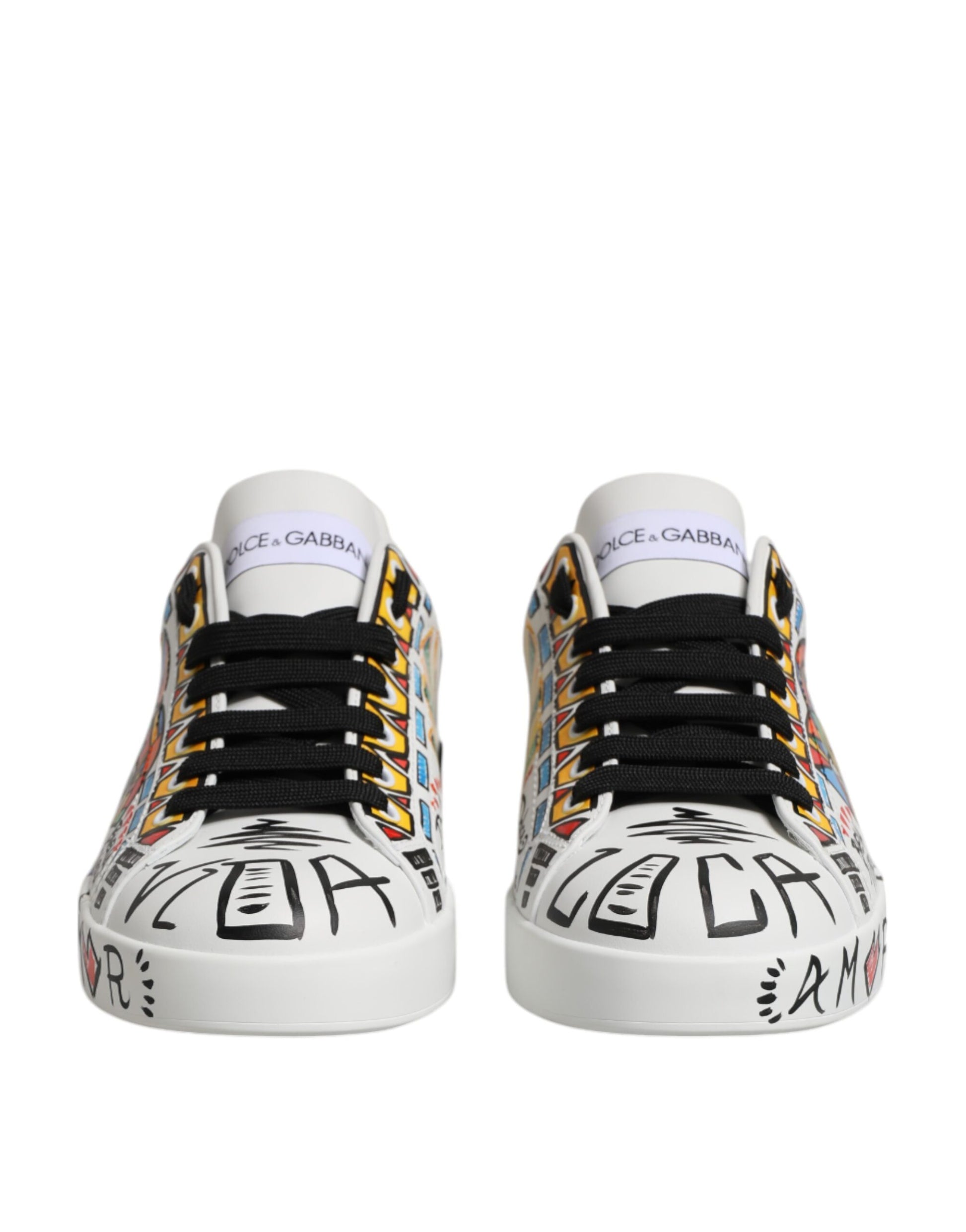 White Graffiti Leather Low Top Sneakers Shoes
