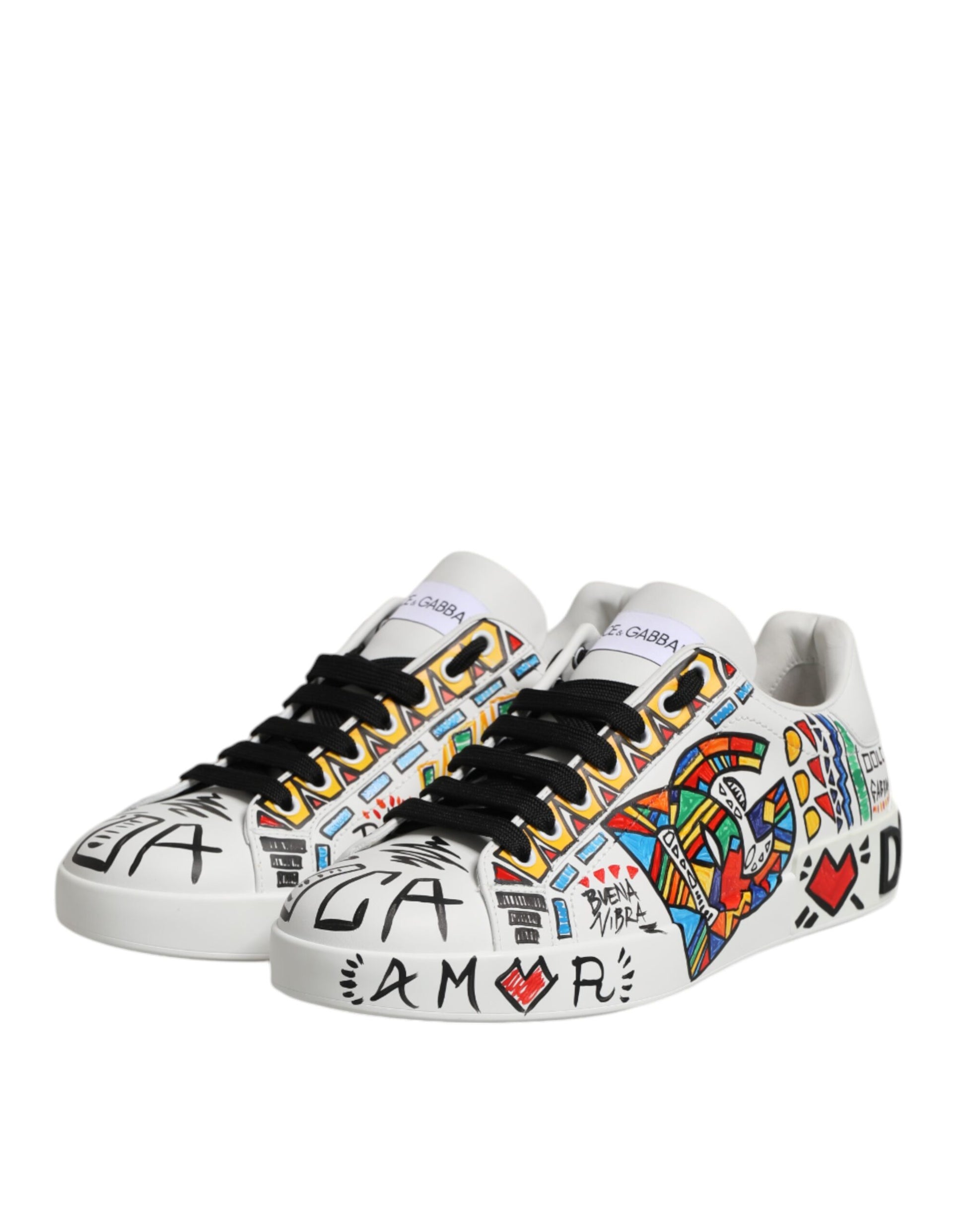 White Graffiti Leather Low Top Sneakers Shoes