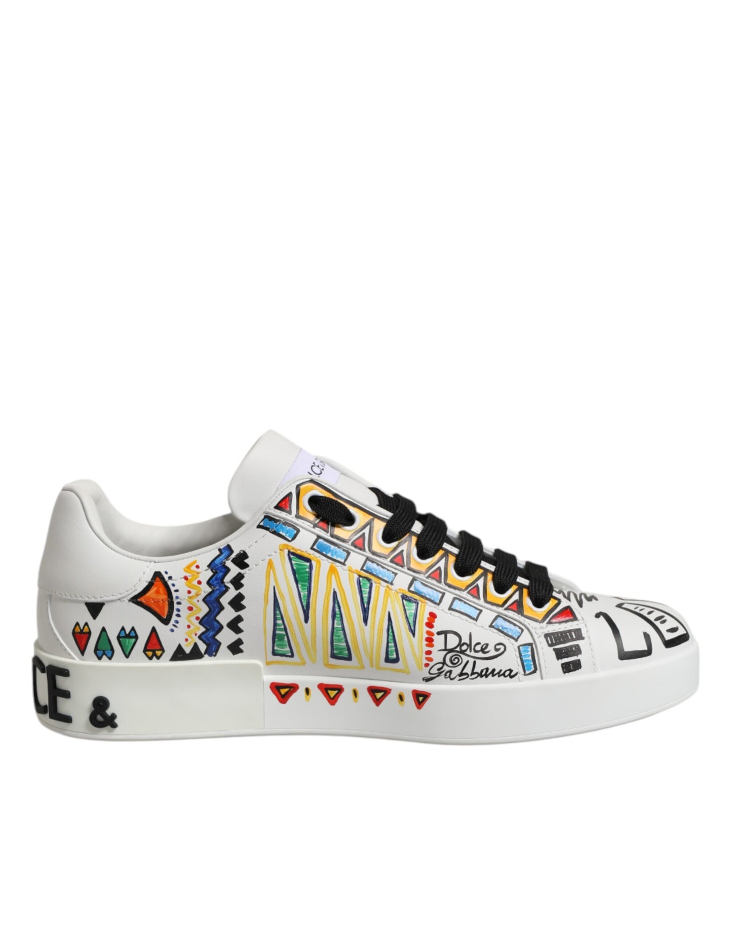 White Graffiti Leather Low Top Sneakers Shoes
