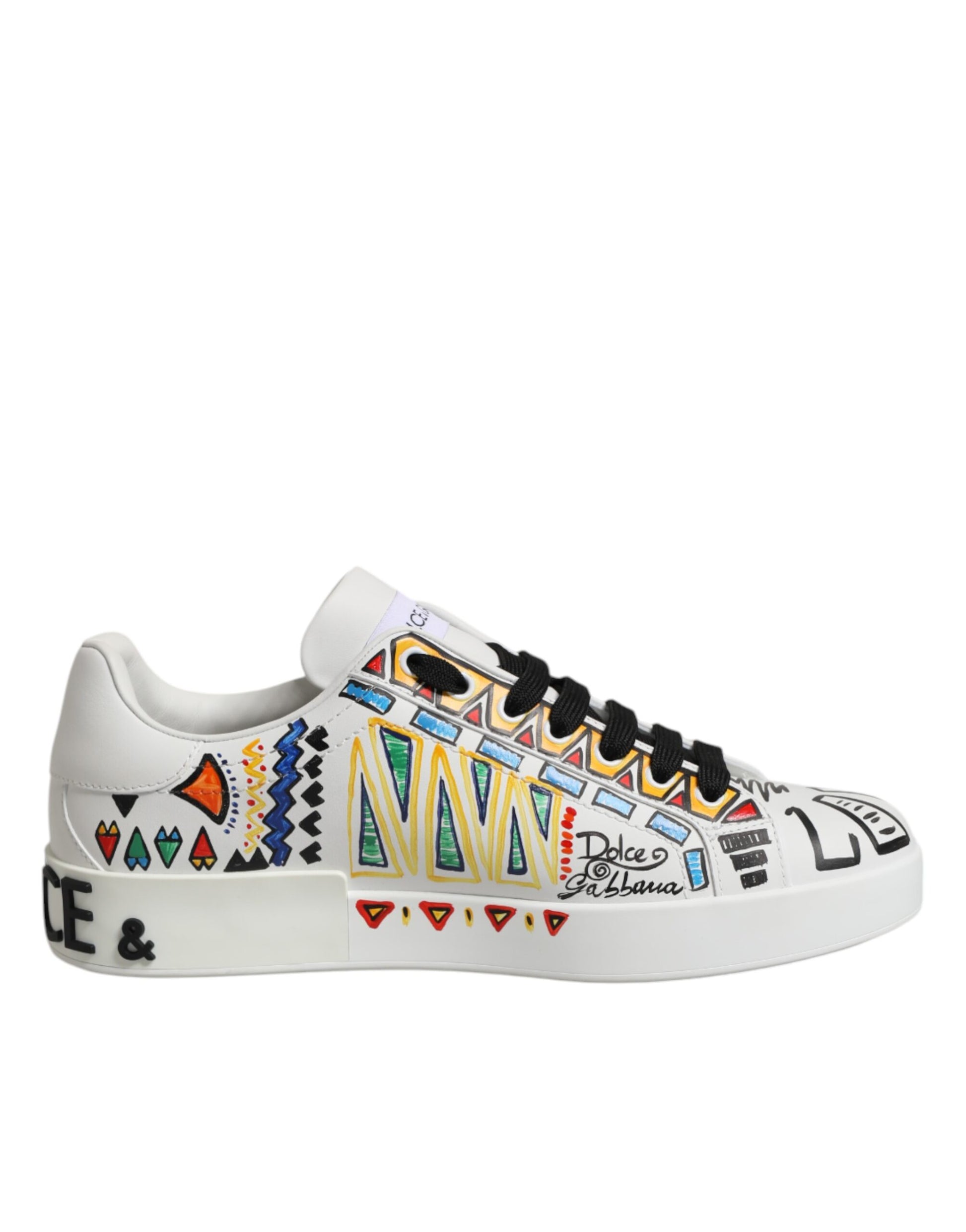 White Graffiti Leather Low Top Sneakers Shoes