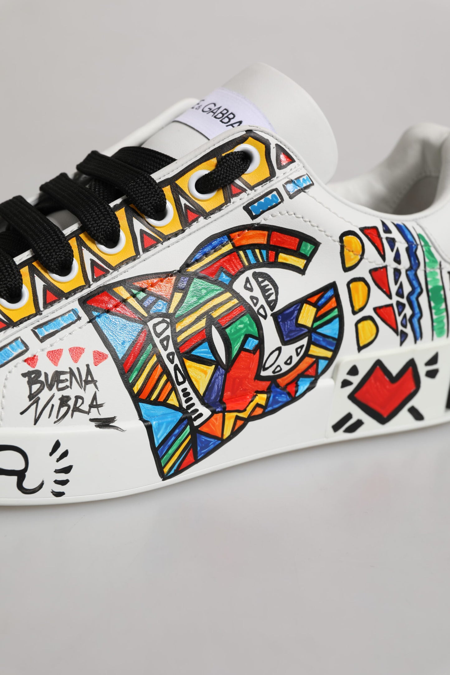 White Graffiti Leather Low Top Sneakers Shoes