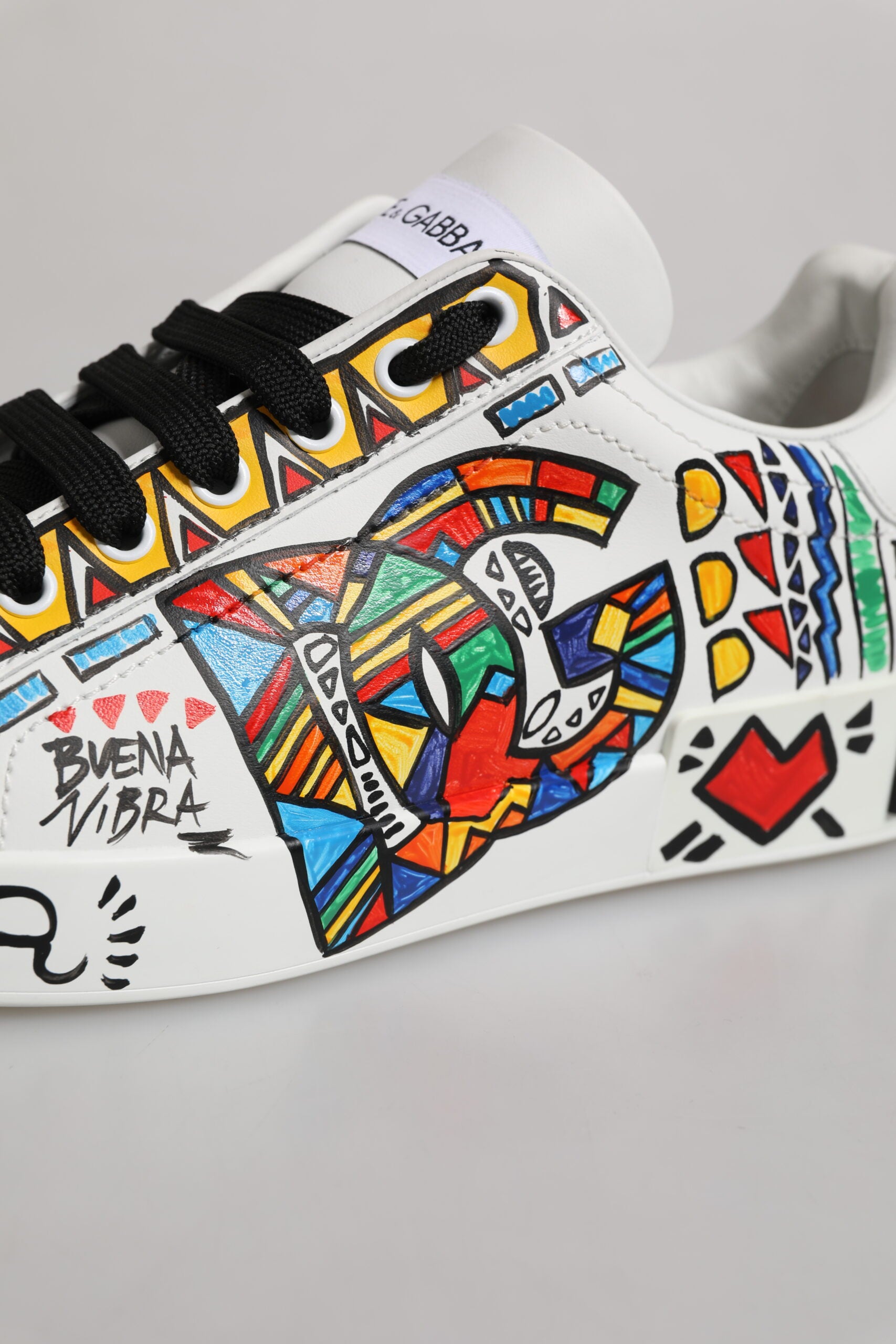 White Graffiti Leather Low Top Sneakers Shoes