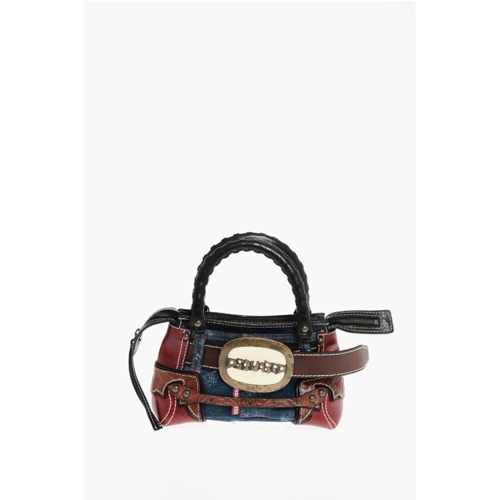 Patchwork Handbag with Logoed Buckle