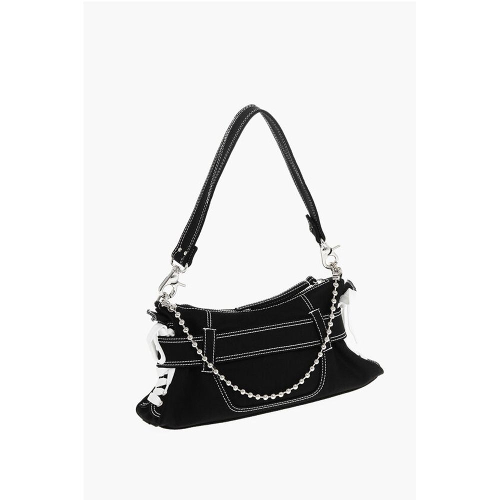 Canvas Hobo Bag with Logoed Buckle