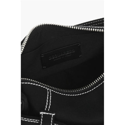 Canvas Hobo Bag with Logoed Buckle