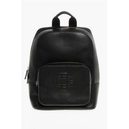 Leather Backpack with Embossed Logo