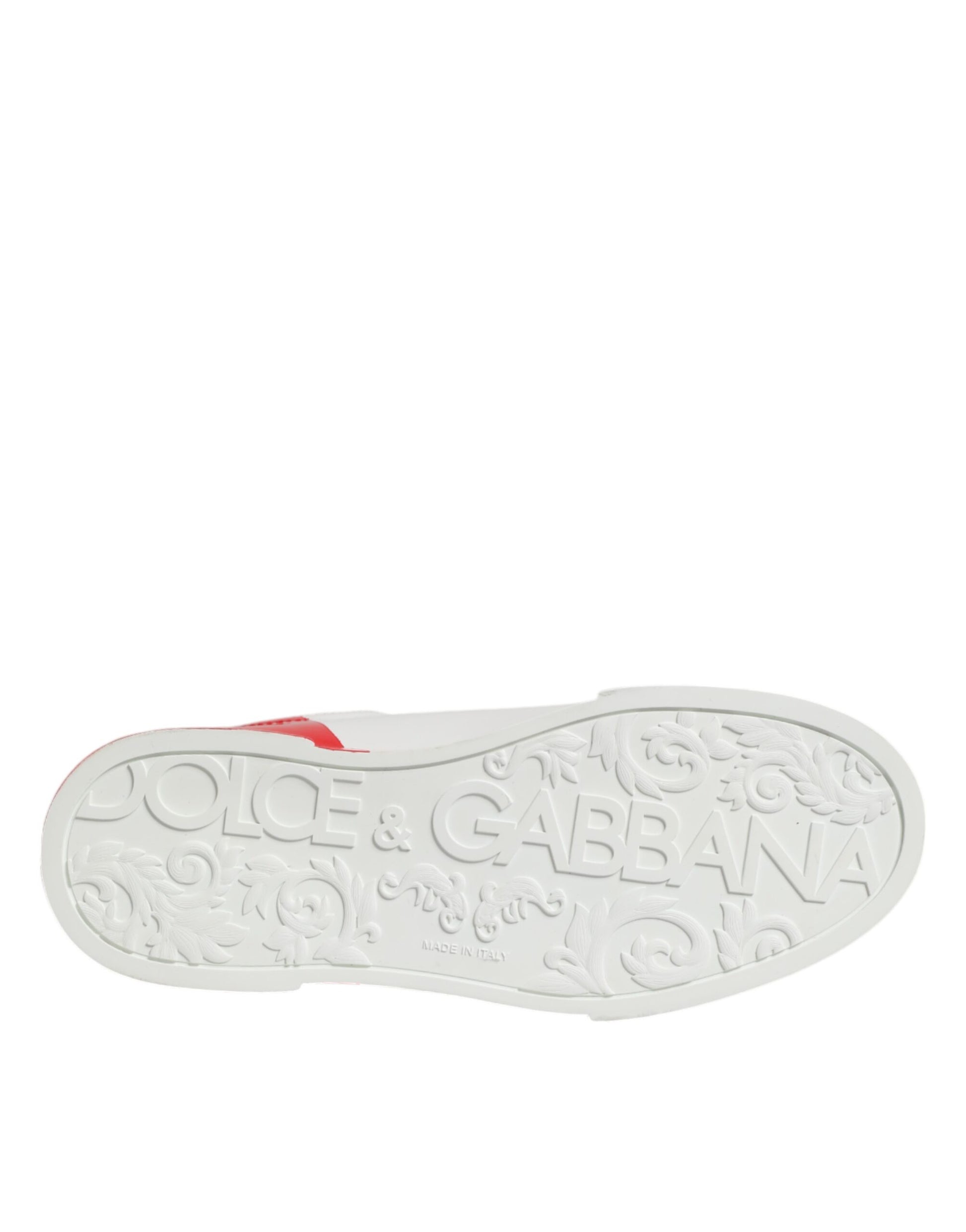 White Red Leather Logo Low Top Sneakers Shoes