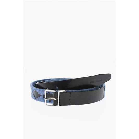 Leather Belt with Fabric Details 30mm