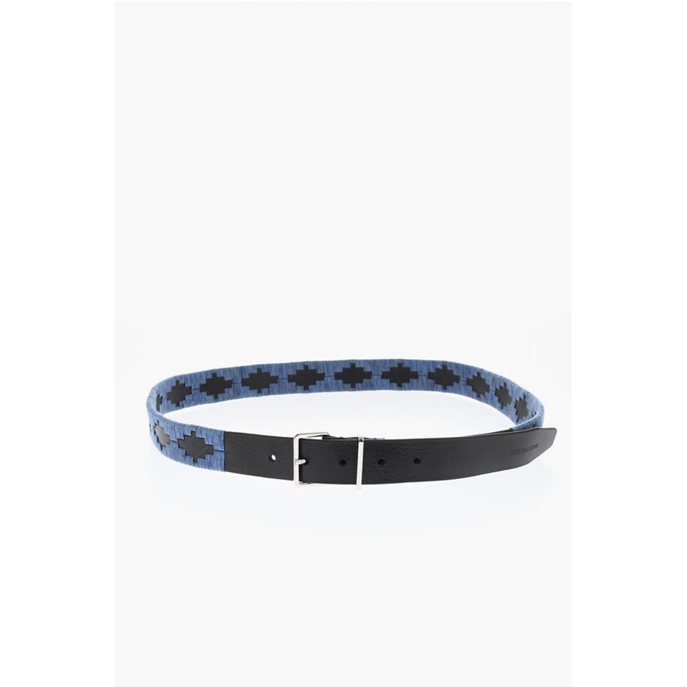 Leather Belt with Fabric Details 30mm