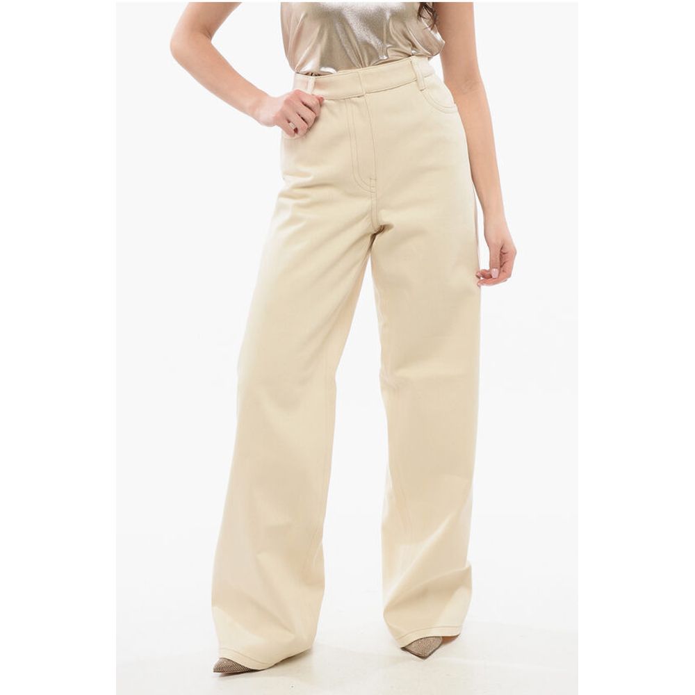 Canvas High-waisted Denims with Wide Leg