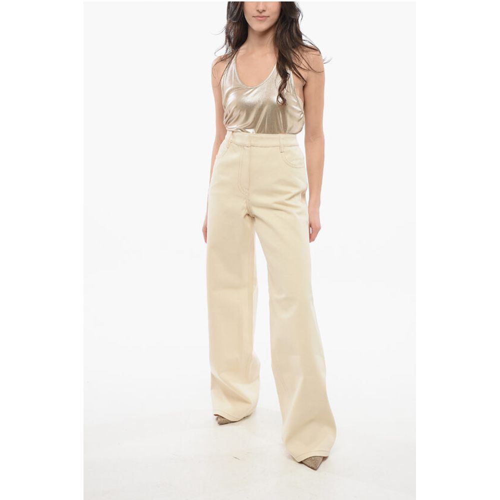 Canvas High-waisted Denims with Wide Leg