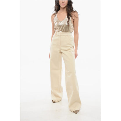 Canvas High-waisted Denims with Wide Leg