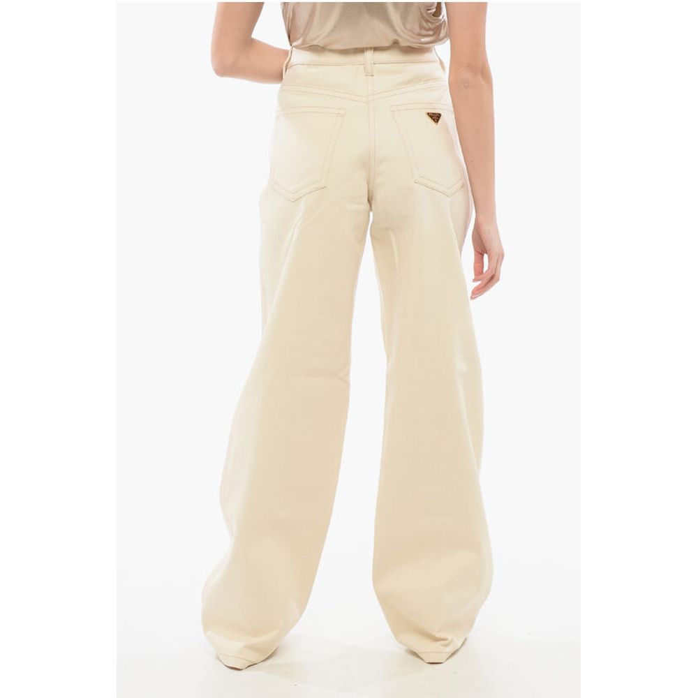 Canvas High-waisted Denims with Wide Leg