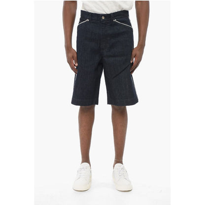 Dark Washed Denim Shorts with Contrasting Details
