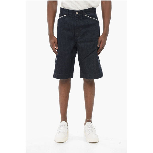 Dark Washed Denim Shorts with Contrasting Details