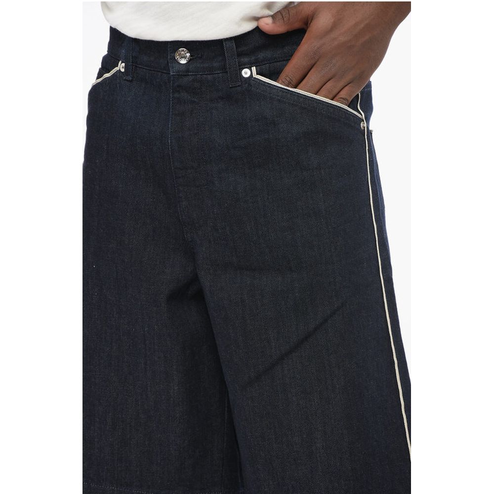 Dark Washed Denim Shorts with Contrasting Details