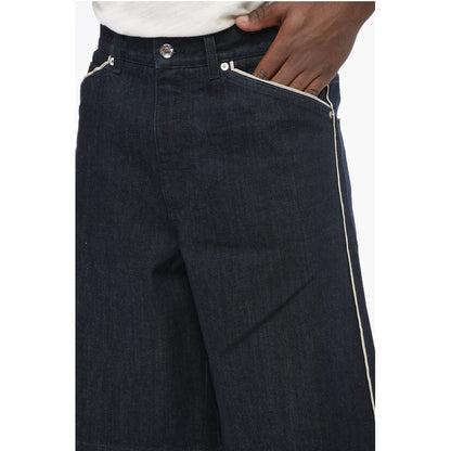 Dark Washed Denim Shorts with Contrasting Details