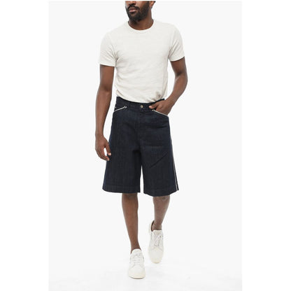 Dark Washed Denim Shorts with Contrasting Details