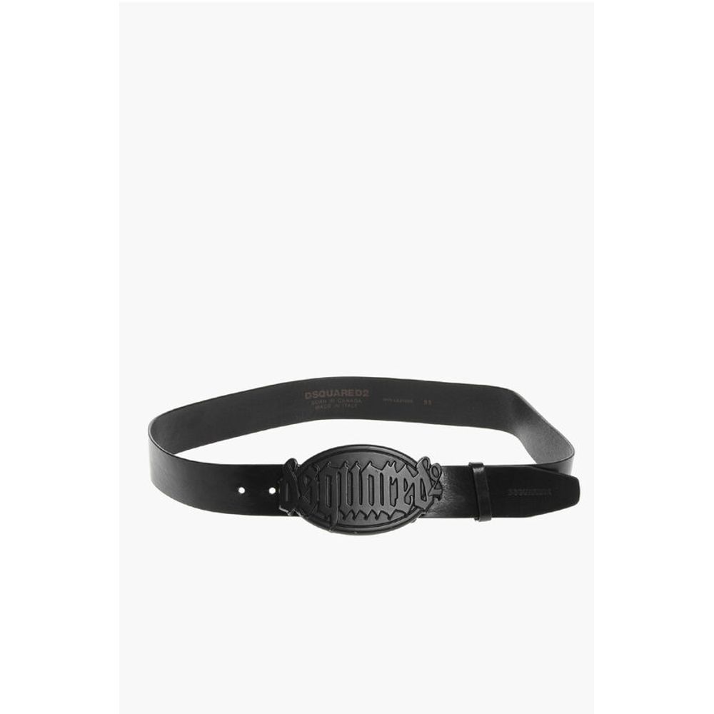 Leather Belt with Logoed Buckle 40mm