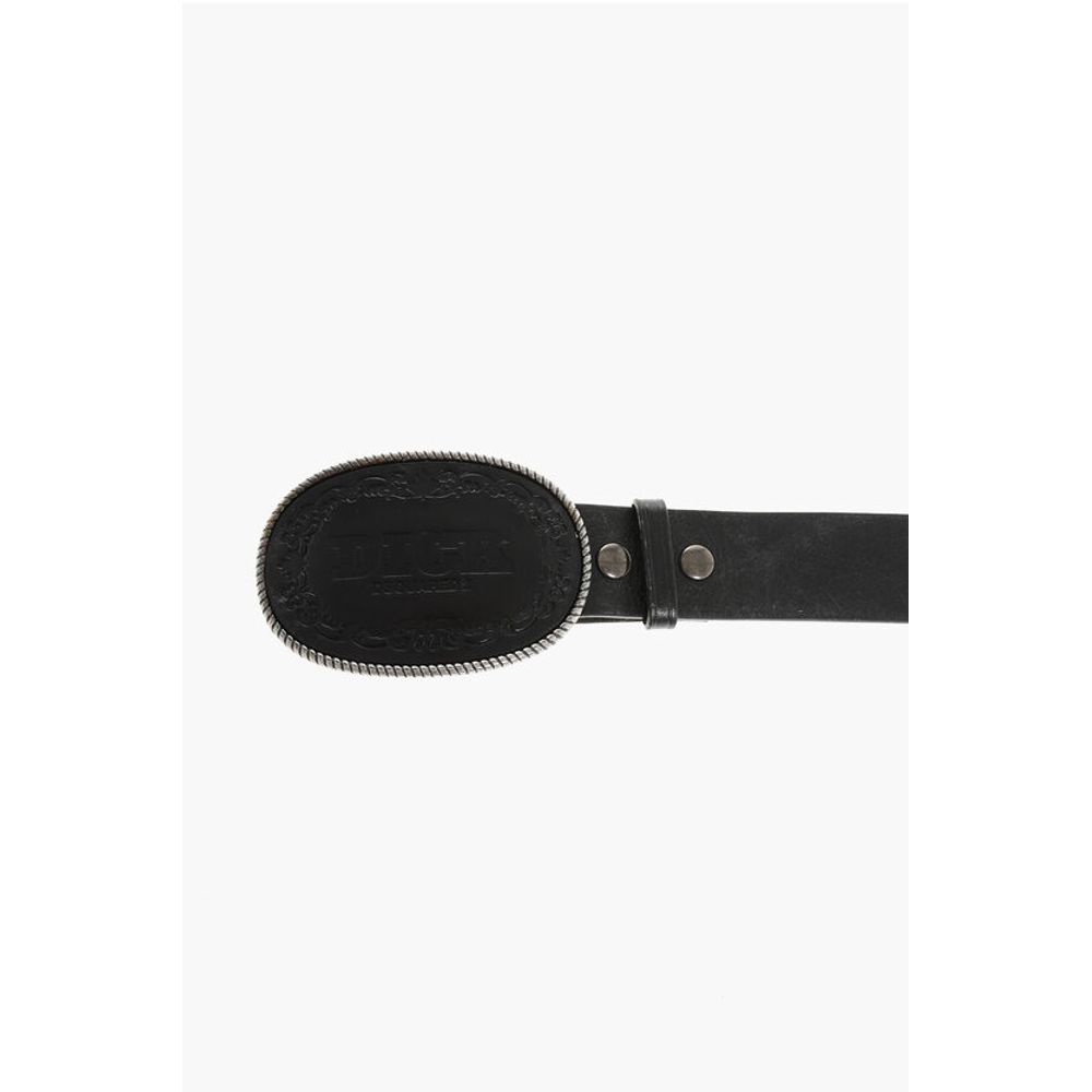 Leather D**K Belt with Oval Buckle 40mm