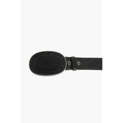 Leather D**K Belt with Oval Buckle 40mm