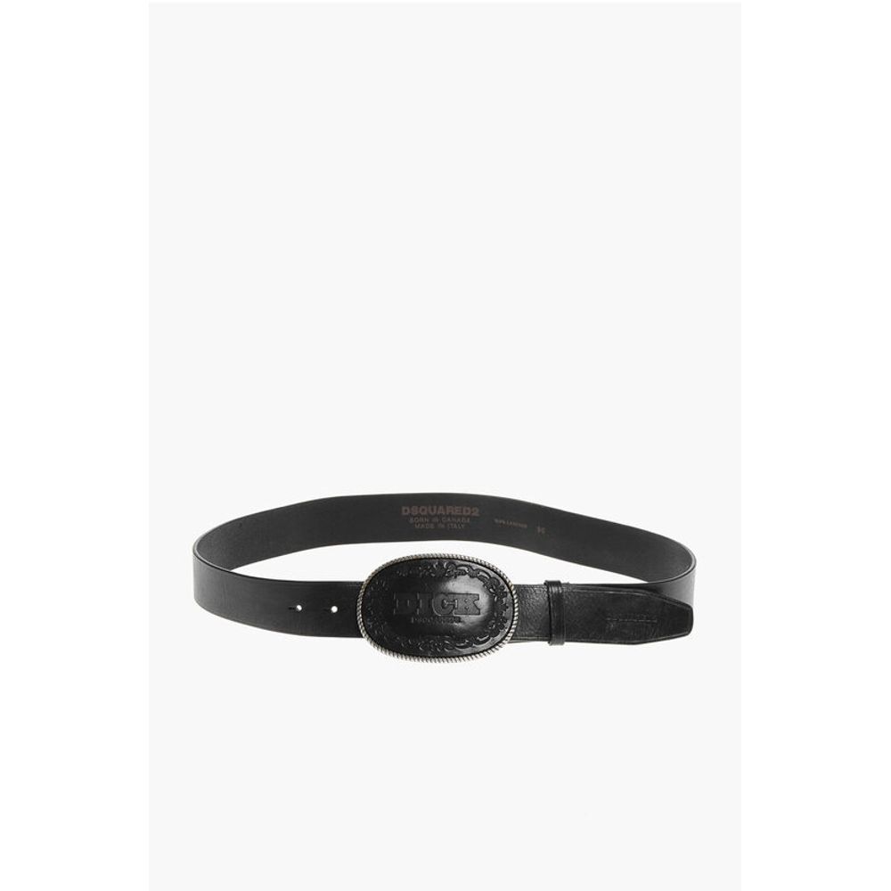 Leather D**K Belt with Oval Buckle 40mm