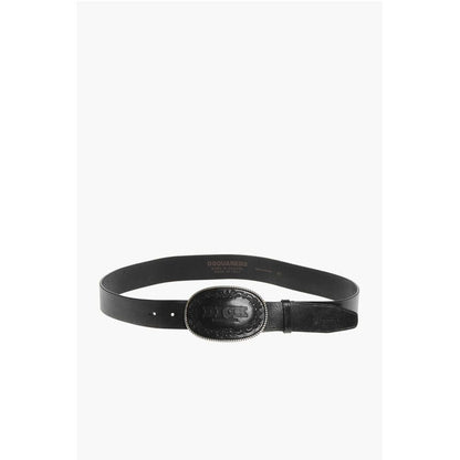 Leather D**K Belt with Oval Buckle 40mm