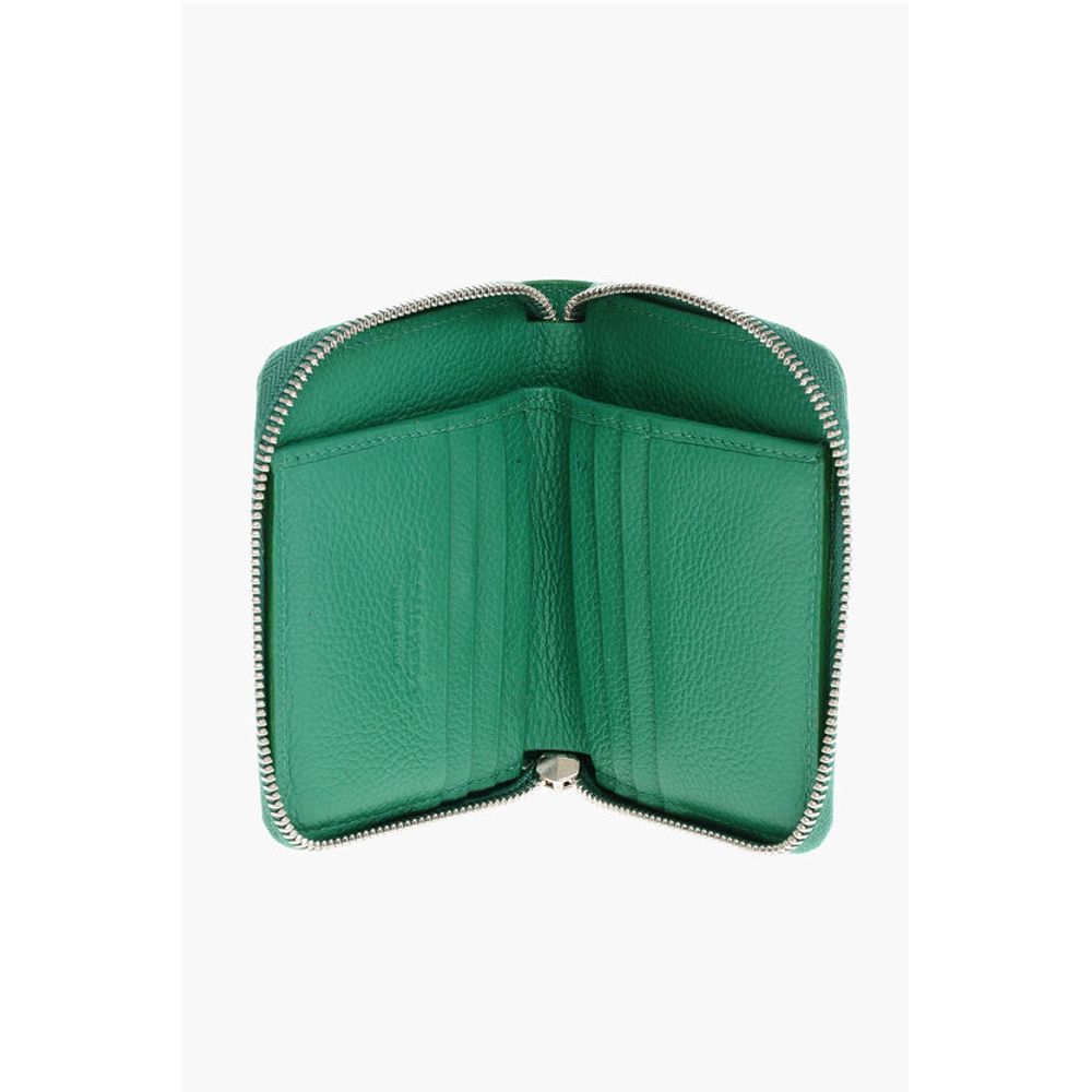 Textured Leather Wallet with Zipped Closure