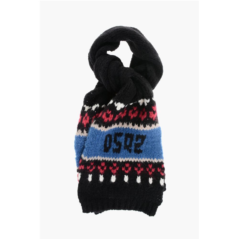 Alpaca Blend Scarf with Fairisle Motif