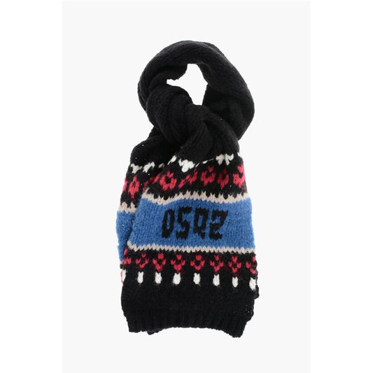 Alpaca Blend Scarf with Fairisle Motif