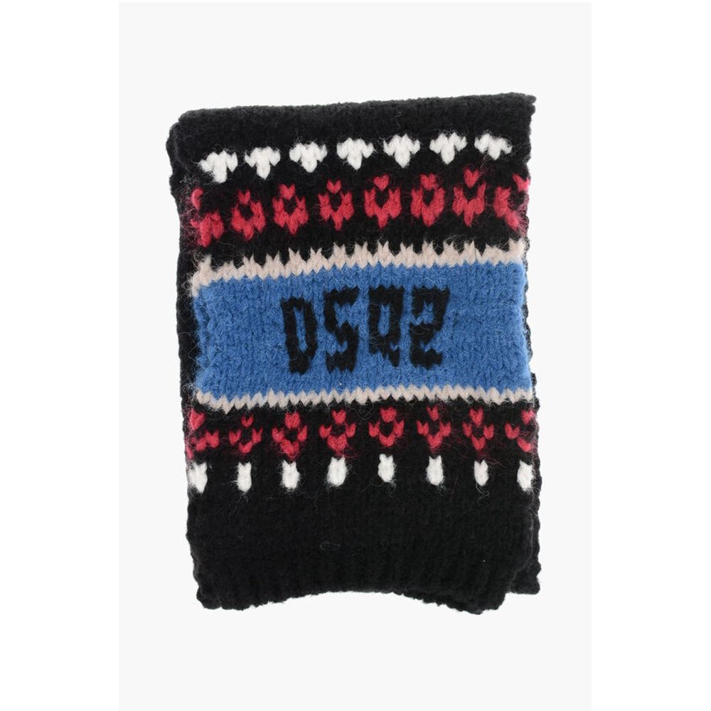 Alpaca Blend Scarf with Fairisle Motif