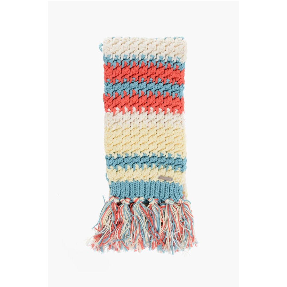 Cotton Scarf with Fringed Hems
