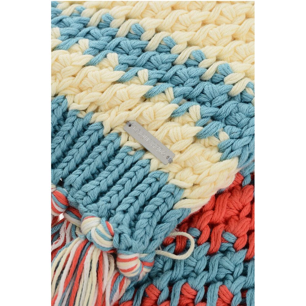 Cotton Scarf with Fringed Hems
