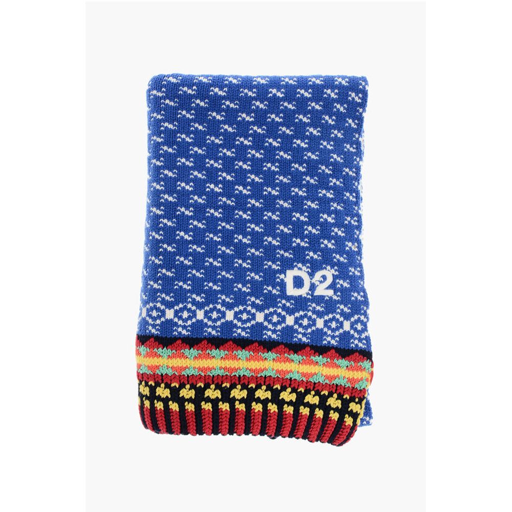 Cashmere Blend Maxi Scarf with Embroidered Logo