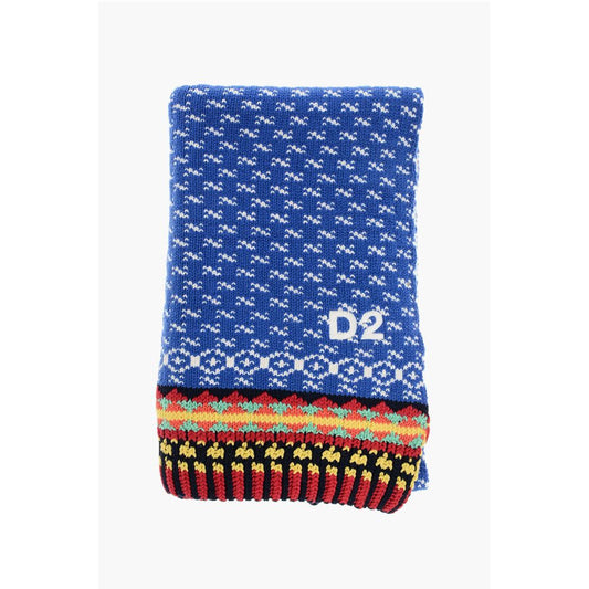 Cashmere Blend Maxi Scarf with Embroidered Logo