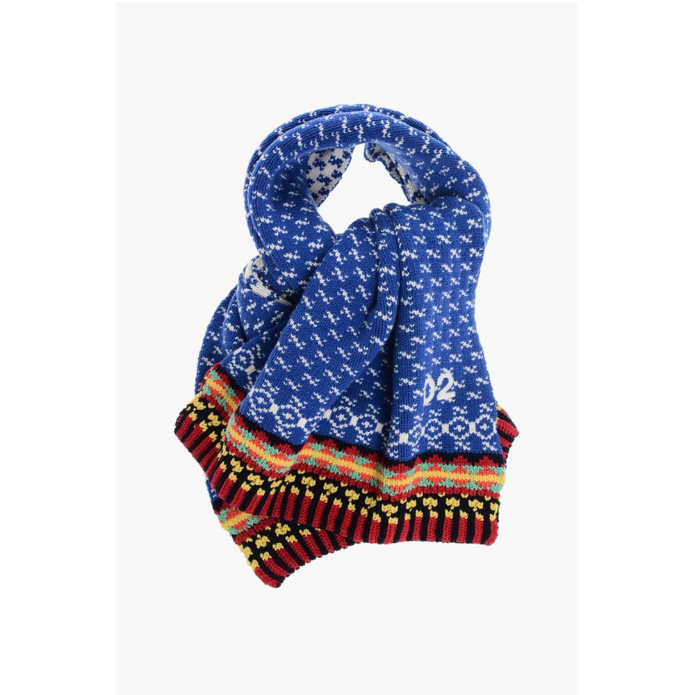 Cashmere Blend Maxi Scarf with Embroidered Logo