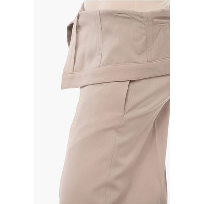 Wide-leg Pants with Fold Over Waist Design