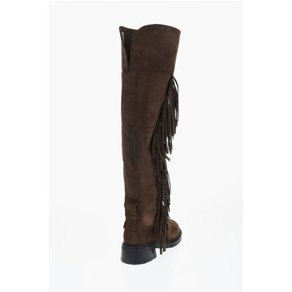 Fringed Suede Thigh-High Boots
