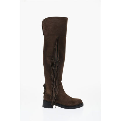 Fringed Suede Thigh-High Boots