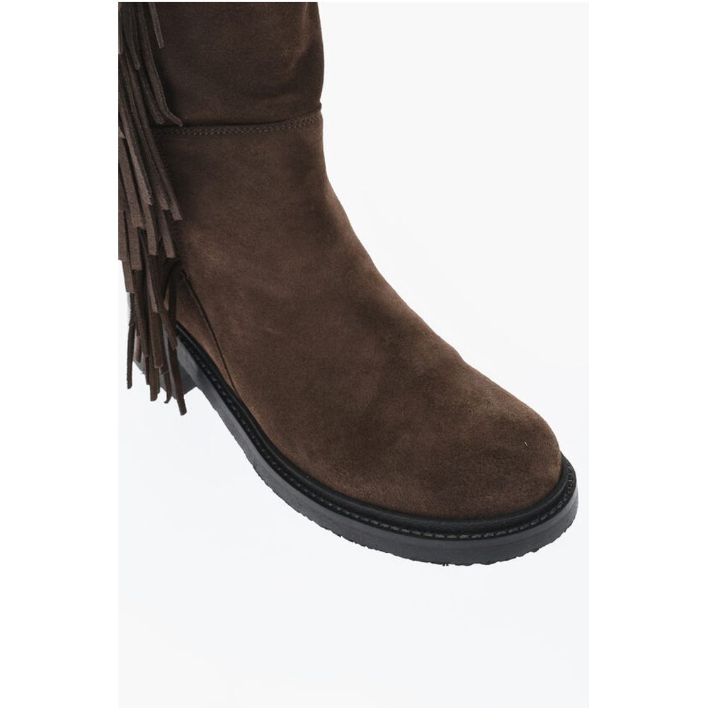 Fringed Suede Thigh-High Boots